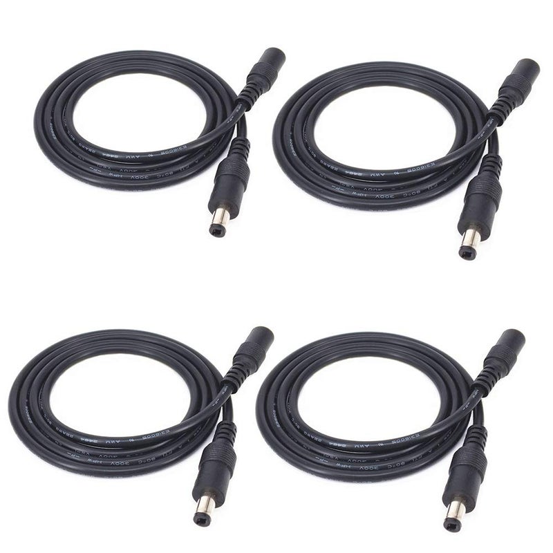 HUALAND 4pcs/pack1m/3.28ft Black 5.5mm x 2.5mm DC Plug Extension Cable DC Extension Cable Cord with Male to Female Connectors DC Power 12V Barrel Male Plug Connector - Image 1